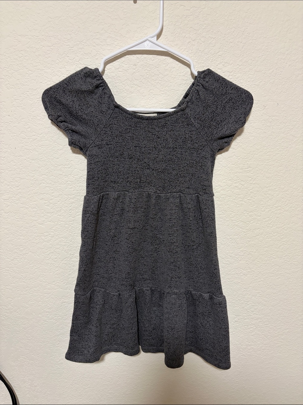 Girls' Tucker & Tate Charcoal Puff-Sleeve Knit Dress